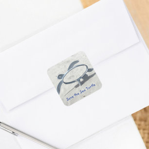 Adesivo Quadrado Salve a Tartaruga do Mar