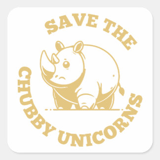 Adesivo Quadrado Salve o Chubby Unicorns - Cota do Rinoceronte Engr