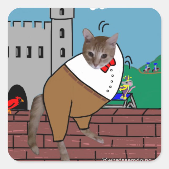 Adesivo Quadrado Sam Le Cat Humpty Dumpty (Frente)
