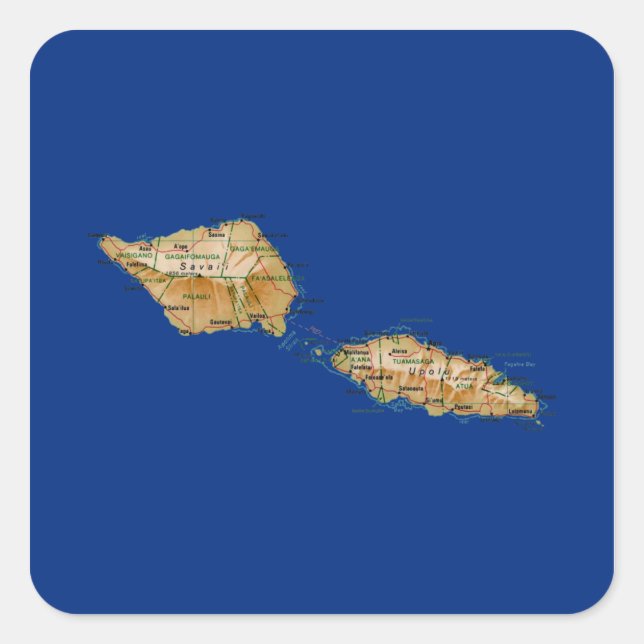 Adesivo Quadrado Samoa Map Sticker (Frente)