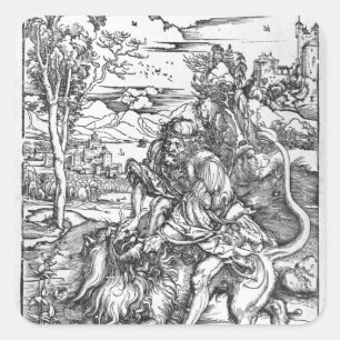Adesivo Quadrado Samson que massacra o leão, c.1496-98