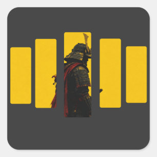 Adesivo Quadrado Samurai Cibernético Guerreiro Japonês Arte Bushido