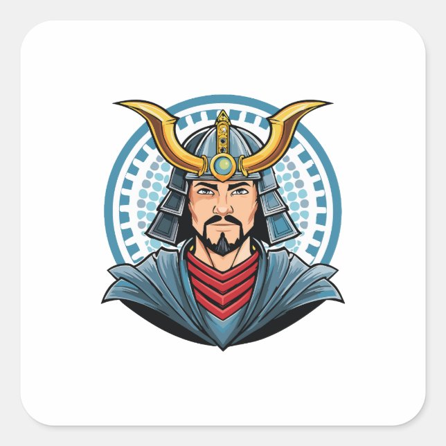 Adesivo Quadrado samurai japonês (Frente)