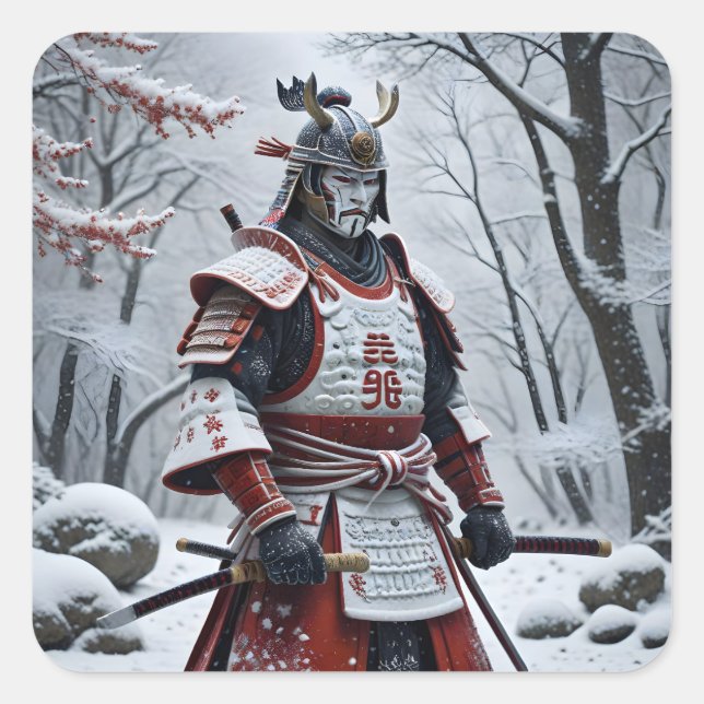 Adesivo quadrado Samurai Japonês (Frente)