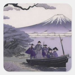 Adesivo Quadrado Samurai Sticker Mount Fuji Japanese Art
