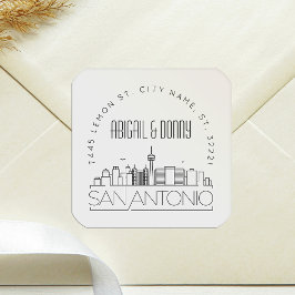 Adesivo Quadrado San Antonio Wedding | Selo de Envelope Pré-Endereç