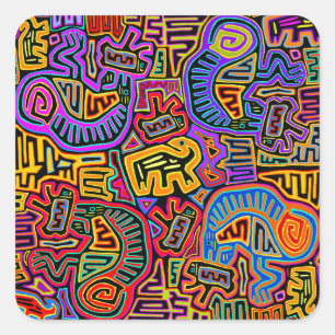 Adesivo Quadrado San Blas Island Mola Collage