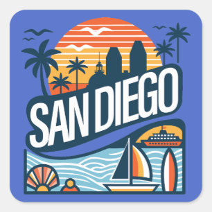 Adesivo Quadrado San Diego Califórnia