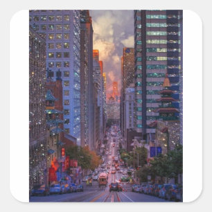 Adesivo Quadrado San Francisco California Street Skyline Brilho