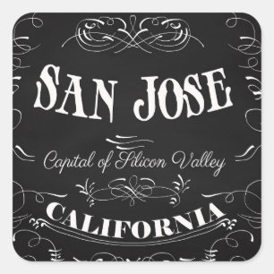 Adesivo Quadrado San Jose, Califórnia - capital de Silicon Valley