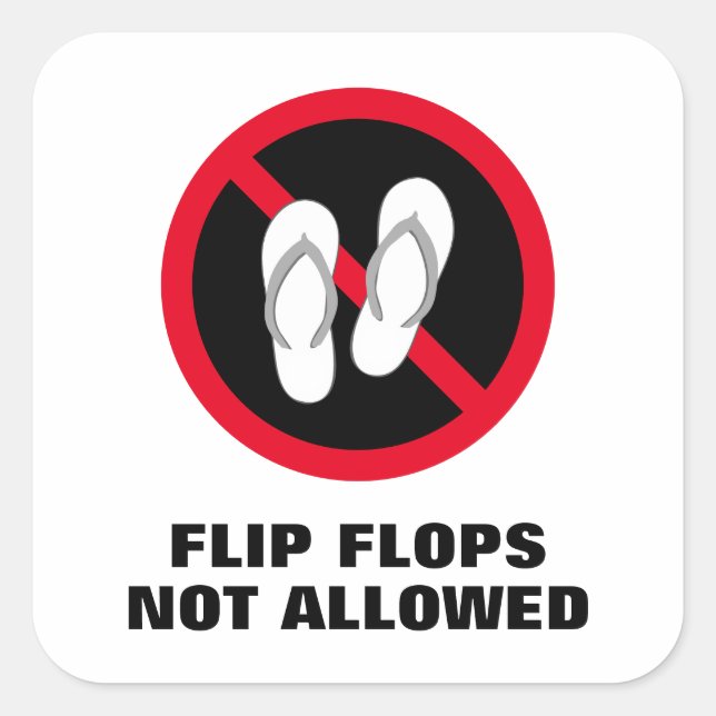 Adesivo Quadrado Sandálias de praia não são permitidas vinhetas de  (Frente)