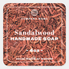 Adesivo Quadrado Sandalwood Handmade Soap Square Sticker