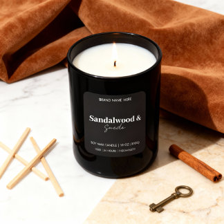 Adesivo Quadrado Sandalwood & Suede Custom Candle - Black Sticker 