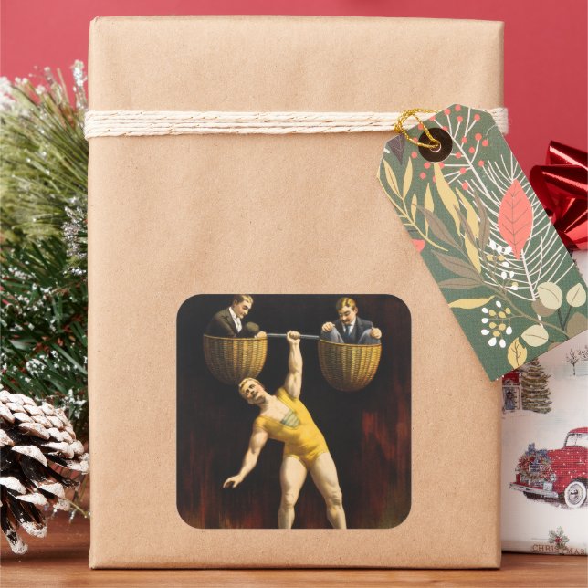 Adesivo Quadrado Sandow Eugen Sandow Vaudeville Weightlifter (Feriado)