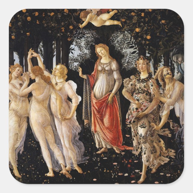 Adesivo Quadrado Sandro Botticelli - La Primavera (Frente)
