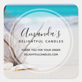 Adesivo Quadrado Sandy Beach com White Seashelds Business