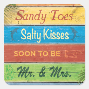 Adesivo Quadrado Sandy Toes Salty Kisses Sticker