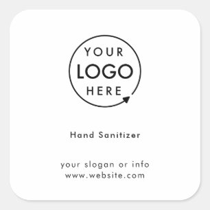 Adesivo Quadrado Sanitizer Mão Segurança do logotipo comercial