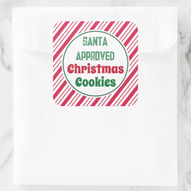 Adesivo Quadrado Santa Approved Christmas Cookies Stickers  (Bolsa)