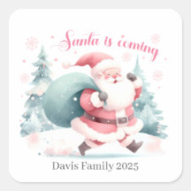 Santa Christmas Square Stickers