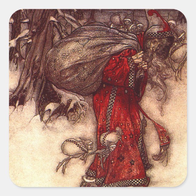 Adesivo Quadrado Santa Claus Arthur Rackham (Frente)