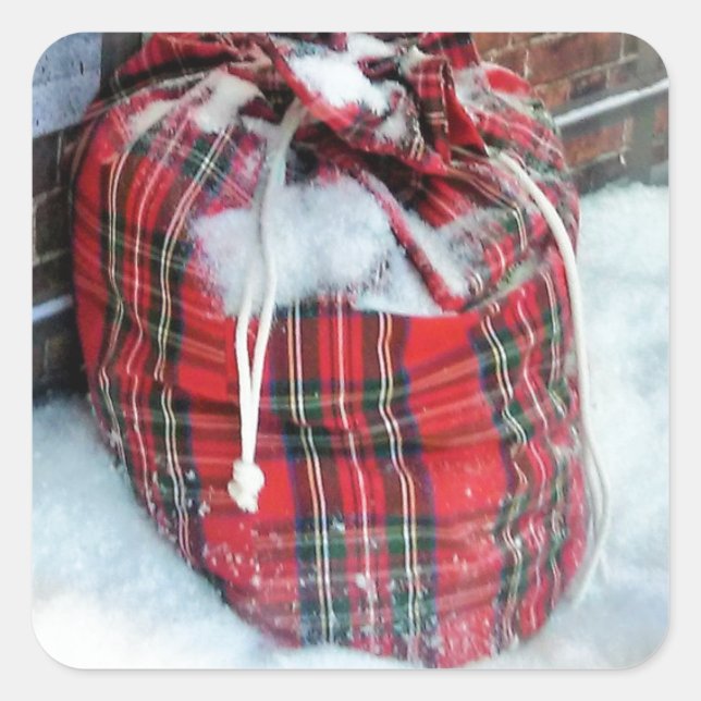 Adesivo Quadrado Santa Claus Bag na neve (Frente)