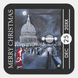 Adesivo Quadrado Santa in London Christmas