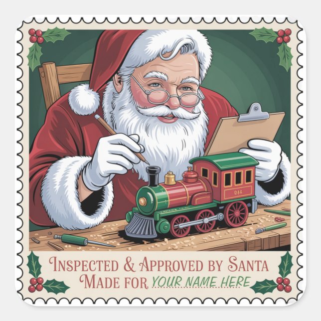 Adesivo Quadrado Santa’s Toy Inspector Seal Sticker (Frente)