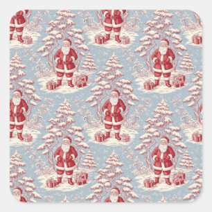 Adesivo Quadrado Santa Toile Chinoiserie Vermelho e Azul