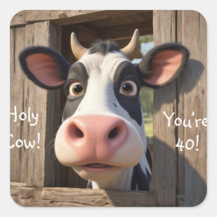 Adesivo Quadrado Santa Vaca Você tem 40 anos