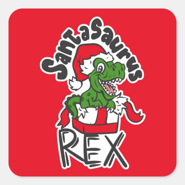 Adesivo Quadrado Santasaurus Rex (Frente)