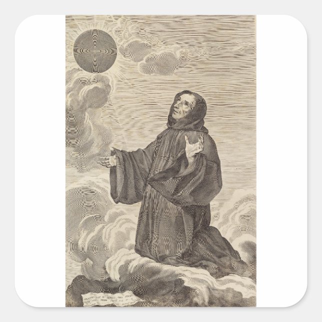 Adesivo Quadrado Santo Benedito de Núrsia Pai do Monasticismo (Frente)