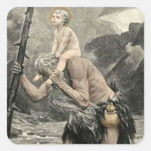 Adesivo Quadrado Santo Christopher Cristo Prayer Engravação