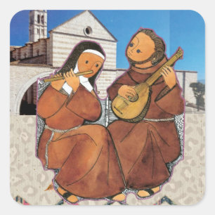 Adesivo Quadrado Santo Francis e Santo Clare de Assisi