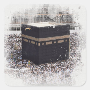 Adesivo Quadrado Santo Kaaba, Masjid Al Haram, ilustração da aqua