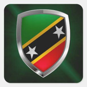 Adesivo Quadrado Santo Kitts e emblema metálico de Nevis