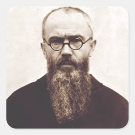 Adesivo Quadrado Santo Maximiliano Kolbe padre católico polaco