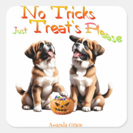 Adesivo Quadrado Santo personalizado de Halloween do Trick Treat Be