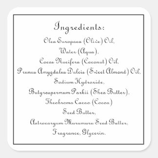 Adesivo Quadrado Sap Skincare Ingredient Listing Product Framed