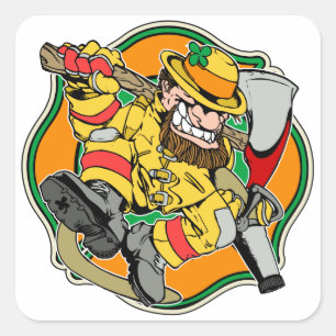 Adesivo Quadrado Sapador-bombeiro do irlandês do Leprechaun