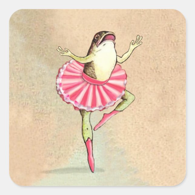 Adesivo Quadrado Sapo Ballerina de dança feliz (Frente)