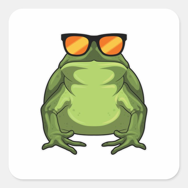 Adesivo Quadrado Sapo com óculos de sol (Frente)