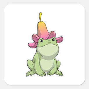 Adesivo Quadrado Sapo com Plumeria