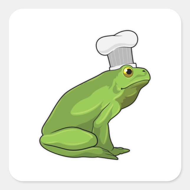 Adesivo Quadrado Sapo como cozinhar com chapéu de chef (Frente)