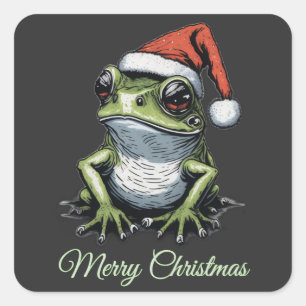 Adesivo Quadrado Sapo de Natal Cottagecore Vintage Victorian