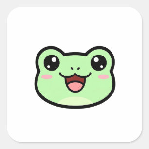 Adesivo Quadrado Sapo Feliz – Ilustração Kawaii Fofa