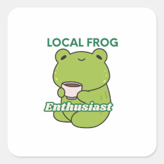 Adesivo Quadrado Sapo Fofo com café