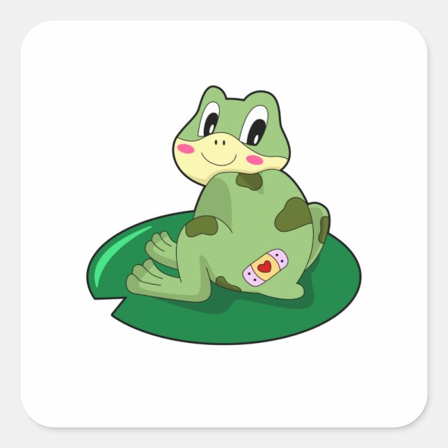 Adesivo Quadrado Sapo Folha de Coração (Frente)