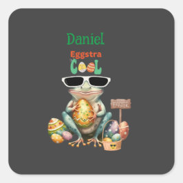 Adesivo Quadrado Sapo Legal de Eggstra com óculos solares Páscoa an