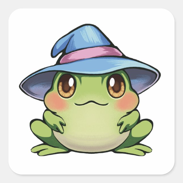 Adesivo Quadrado Sapo mágico num chapéu (Frente)